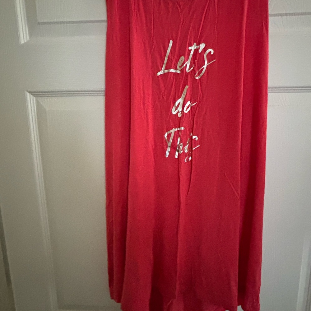 Lane Bryant Red Sleeveless Top with Silver Text